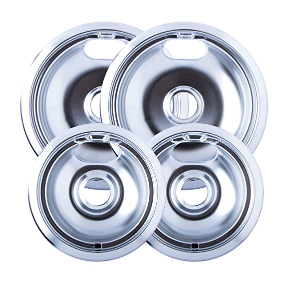 Range Kleen 10124XN Style A 4-Pack Drip Pans, Chrome