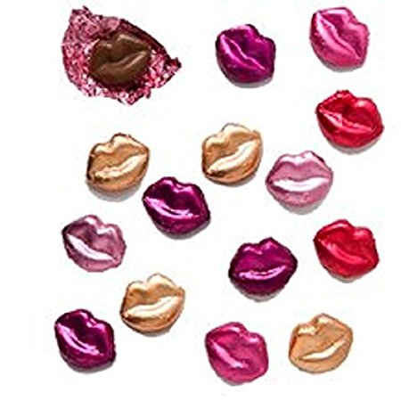 Valentine Multi-color Mini Lips Solid Milk Chocolate (1/2 Lb)