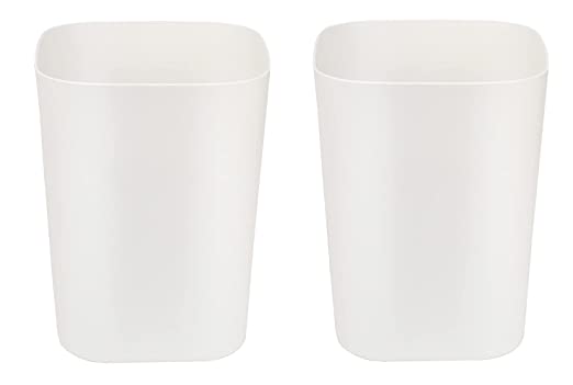 Besli 2 Gallon Small Trash Can Garbage Can Wastebasket for Bathroom Bedroom Kitchen Office (White, 2 Pack)