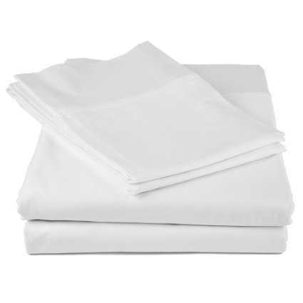 Peru Pima - 415 Thread Count 100% Peruvian Pima Cotton Percale Bed Sheet Set, King, White