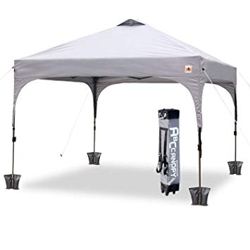 ABCCANOPY Canopy Tent 10 x 10 Pop-Up Commercial Canopy Instant Shelter Tents Popup Outdoor Portable Shade with Wheeled Carry Bag Bonus 4 x Weight Bags, 4 x Ropes& 4 x Stakes, Gray