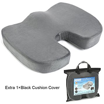 YOFIT Memory Foam Seat Cushion for Office Chair,Car Seat Cushion Wheelchair Seat Cushion Coccyx Pain Cushion Comes with Free Black Cushion Cover and Carrying Case