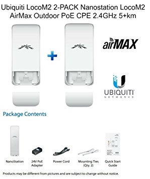 Ubiquiti LocoM2 2-PACK Nanostation LocoM2 AirMax Outdoor PoE CPE 2.4GHz 5 km