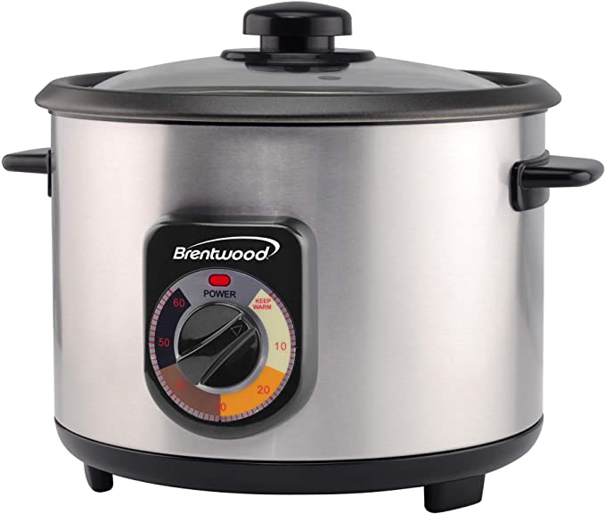 BRENTWOOD Crunchy Persian Rice Cooker, Stainless Steel (8-Cup Uncooked/16-Cup Cooke), silver (TS-1216S)