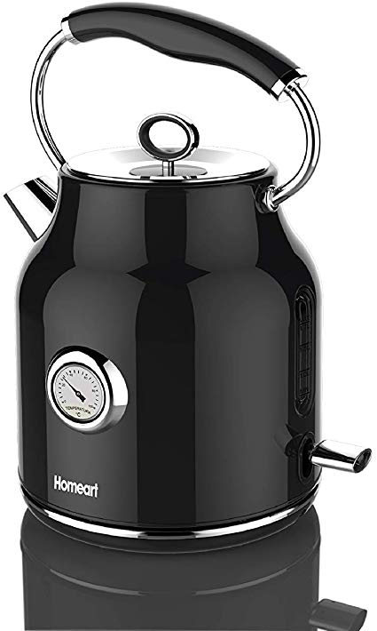 Electric Kettle Stainless Steel Stylish | 1.7 Liter | Homeart Temperature Gauge Kettle (Black)