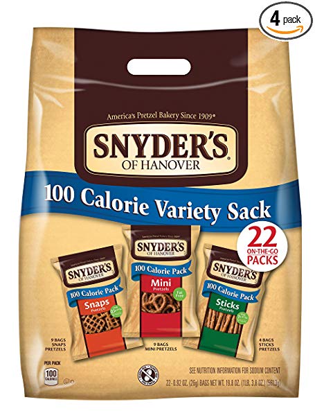 Snyder's of Hanover Pretzels Variety 100 Calorie Packs, 22 Count (Pack of 4)