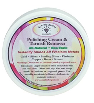 Sparkle Bright All-Natural Jewelry Cleaner - Precious Metal Tarnish Remover and Polishing Cream - 2 oz. Jar