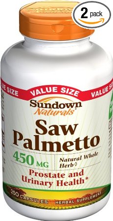 Sundown Naturals Saw Palmetto, 450 mg, 250 Capsules (Pack of 2)