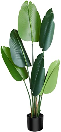 CROSOFMI Artificial Bird of Paradise Plant 35 Inch Fake Tropical Palm Tree,Perfect Faux Plants in Pot for Indoor Outdoor House Home Office Garden Modern Decoration Housewarming Gift