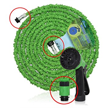 F.Dorla Deluxe 100ft Expandable No Kink Garden Hose Pipe, Pampered Gardens Best Magic Stretch Hosepipe, Expands to Approximately 100 feet. Fits Common Style Fittings,Tap to Pressure Washer Suitable,Professional Spray Gun(100ft, Green )