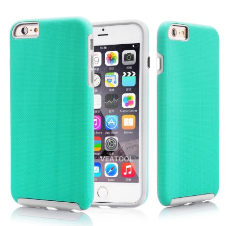 iphone 6 plus case,Veatool Anti Slip Shock Proof Ultra Rugged Rubber Dual Layer Case for iPhone 6s Plus/iPhone 6 Plus,Mint Green