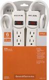 Belkin 6-Outlet Surge Protector with 2 ft Cord 2-Pack