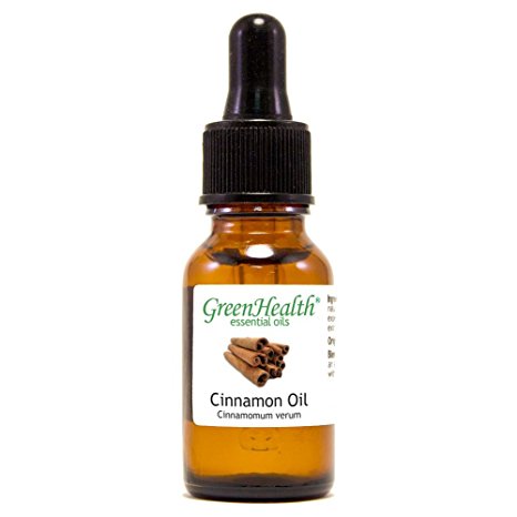 Cinnamon – 1/2 fl oz (15 ml) Glass Bottle w/ Glass Dropper – 100% Pure Essential Oil – GreenHealth