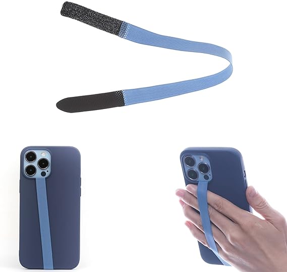 TFY Security Elastic Phone Strap, Universal Slim Hand Finger Grip, Non-Slip Cell Phone Holder, fit Most Smartphones Case - 2 Pieces (Blue)