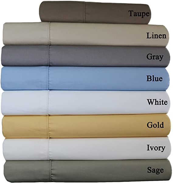 Royal and Deluxe Cotton Blend 650 Thread Count Sheet Sets. Luxurious Wrinkle Free, and Easy Care Durable linens. Deep Pockets, 4 Pieces Queen Size Sheet Set, Gray