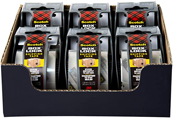 Scotch Box Lock Packaging Tape, 6 Rolls with Dispenser, 1.88 in x 800 in, Extreme Grip, Sticks Instantly to Any Box