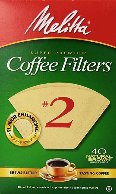 Melitta Cone Coffee Filters, Natural Brown, No. 2, 40 ct