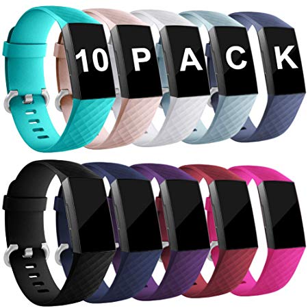 Zekapu For Fitbit Charge 3 Strap, Adjustable Classic Replacement Wristband with Classic Aluminum Alloy Buckle Compatible for Fitbit Charge 3 Activity Tracker, Large Small, 12 Colours