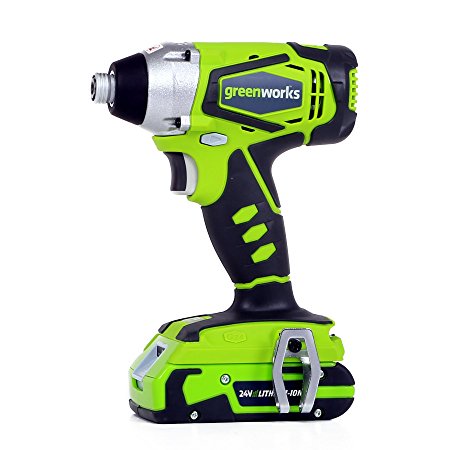 Greenworks 24V Cordless Impact Driver, 2.0 AH Battery Included 37032C