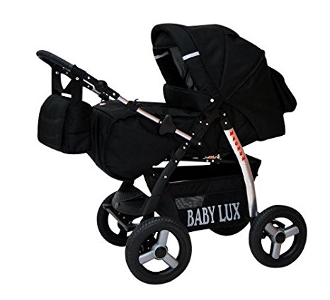 Lux4Kids Magnum Pram & Pushchair (raincover, mosquito net, cup holder, changing pad) 03 Black & Black