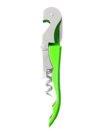 Zerlite Metal Double Hinged Restaurant Wine Bottle Opener Waiter Quality Compact Stainless Steel Folding Corkscrew With Serrated Foil Cutter Light Green