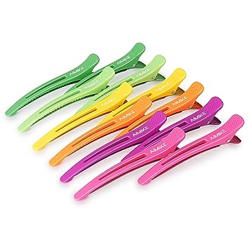 AIMIKE 12pcs Hair Clips for Styling Sectioning, No Crease Duck Billed Hair Clips with Silicone Band, Hair Styling Clips, Hair Roller Clips, Salon Hair Sectioning Clips, Hair Cutting Clips, Neon