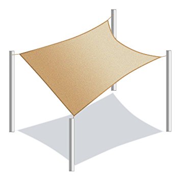 ALEKO Square 10 X 10 Feet Waterproof Sun Shade Sail Canopy Tent Replacement, Sand Color