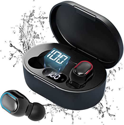 Wireless Earbuds, 30H Playtime Bluetooth 5.0 Touch Control IPX7 Waterproof Ture Wireless Bluetooth Earbuds with LED Digital Display Mic Earphone in-Ear for iPhone Android, for Work Sports