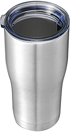 20oz Tumblers Stainless Steel Travel Mugs with Lid Double Wall Vacuum Insulated Coffee Cups for Cold Hot Drinks (Stainless Steel, 1 Pack)