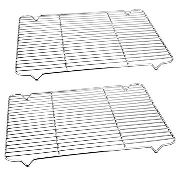 Baking Rack Cooking Rack Set of 2, P&P CHEF Stainless Steel Wire Cooling Drying Roasting Rack, Fits Half Sheet Cookie Pans, Rectangle 16.6''x11.6''x 0.75'', Commercial Quality, Oven & Dishwasher Safe