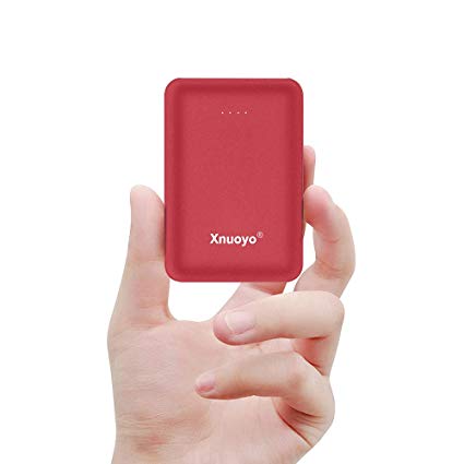 Xnuoyo Mini Power Banks 10000mAh Portable Charger Ultra Compact Power Bank with Dual Input and Output External Battery Pack Compatible with Most Smart Phones(Red)