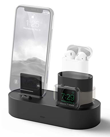 elago 3 in 1 Charging Dock Station Compatible with Apple Watch Series 5 (2019), 4, 3, 2, 1 / AirPods 2, 1 / iPhone 11, 11 Pro, 11 Pro Max Xs Max, Xr, Xs, X, 8 and All iPhone models (Black)