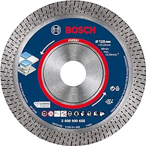 Bosch Accessories 1x Disques à tronçonner diamantés Expert HardCeramic (pour Carrelages durs, Pierre dure, Ø 125 mm, Accessoires Petite meuleuse angulaire), argent