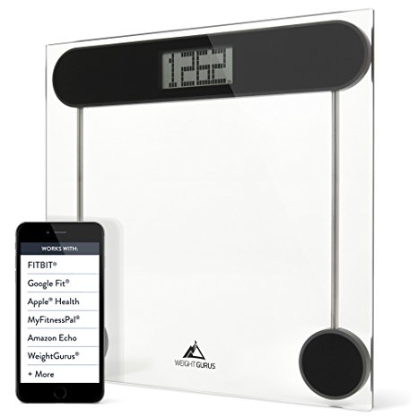 Weight Gurus Digital Bathroom Weight Scale (Clear) Glass, Clean Design, Large Display & Battery Included