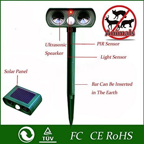 Ruichenxi Mole Repeller Outdoor Solar Powered Ultrasonic Animal Repeller With PIR Sensor Protect Your Yard Lawn Garden，waterproof