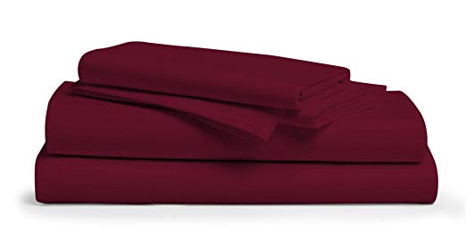 800 Thread Count 100% Egyptain Cotton Sheet King Burgundy Sheets Set, 4-Piece Long-Staple Combed Cotton Best Sheets for Bed, Breathable, Soft & Silky Sateen Weave Fits Mattress Upto 18'' Deep Pocket