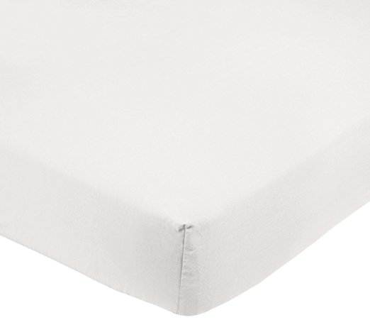 AmazonBasics Microfibre Fitted Sheet, King - White/Cream