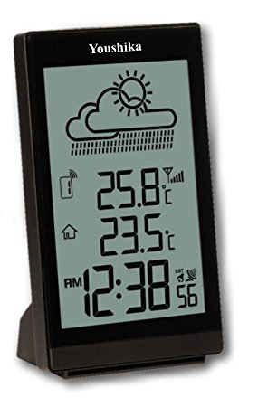 Youshiko Digital Wireless Weather Station with Radio Controlled Clock ( UK Version ) Indoor Outdoor Temperature Thermometer, Ice Alert , Easy-to-Read Display