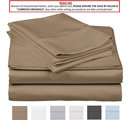 800 Thread Count 100% Long Staple Soft Egyptian Cotton SheetSet, 4 Piece Set, FULL SHEETS,upto 17" Deep Pocket, Smooth & Soft Sateen Weave, Deep Pocket, Luxury Hotel Collection Bedding, TAUPE