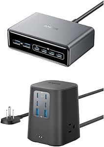 Anker Prime Charger, 200W 6-Port GaN Charging Station and Anker Charging Station (100W), 9-in-1 USB C Power Strip with 300J Surge Protection