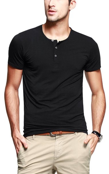 iLoveSIA Mens Henley T-shirts Round Neck With Short Sleeve