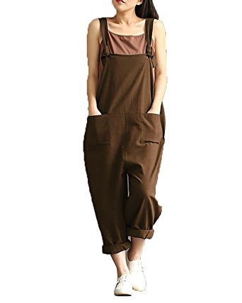 Styledome Women's Retro Loose Casual Baggy Sleeveless Overall Long Jumpsuit Playsuit Trousers Pants Dungarees