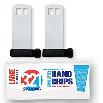 Genuine Leather Hand Grips for Crossfit, Power Lifting, Kettlebell Swings, and Pull Ups with Bonus eBook