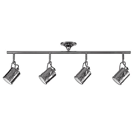 Globe Electric 59198 4 Track Lighting Kit, Dark Shiny Finish, LED Bulbs Included, Pewter