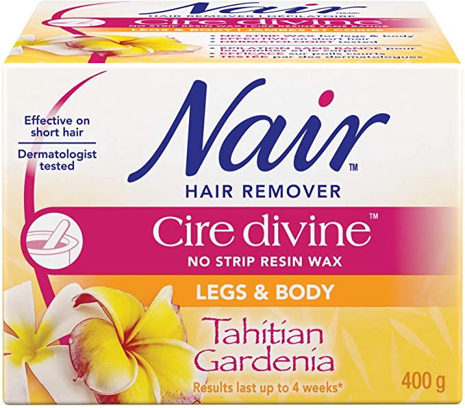 Nair Cire Divine No Strip Resin Wax for Legs & Body, Tahitian Gardenia, 400-g