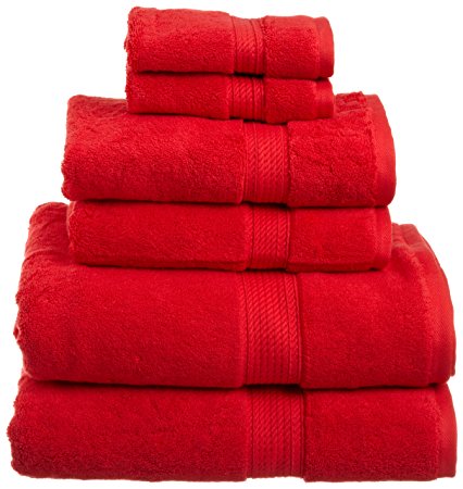 Superior 900 GSM Luxury Bathroom 6-Piece Towel Set, Made of 100% Premium Long-Staple Combed Cotton, 2 Hotel & Spa Quality Washcloths, 2 Hand Towels, and 2 Bath Towels - Red