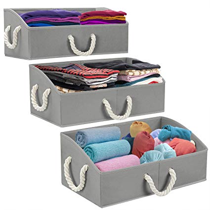 Sorbus Storage Bins [3-Pack] Fabric Storage Baskets, Foldable Closet Organizer Trapezoid Storage Box (Grey)