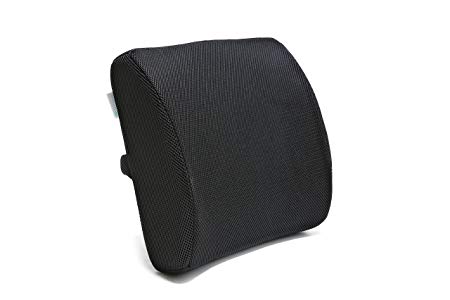 Acanva Memory Foam Back Pillow, Lumbar Support Seat Chair Cushion with Mesh Cover and Strap, Relive Lower Back Pain, Black