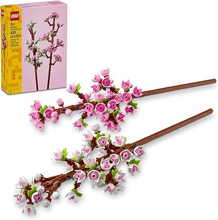 LEGO Cherry Blossoms Gift for Valentine's Day, Buildable Floral Display for Creative Kids, White and Pink Cherry Blossom, Spring Flower Gift for Girls and Boys Aged 8 and Up, 40725