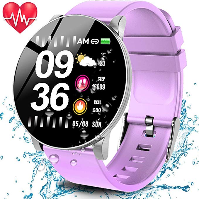 Fitness Tracker Heart Rate Smart Watch IP67 Waterproof Blood Pressure & Oxygen Sleep Monitor Weather Forecast Activity Tracker for Women Men Kids 1.3" Color Screen Smart Bracelet Wristband Pedometer